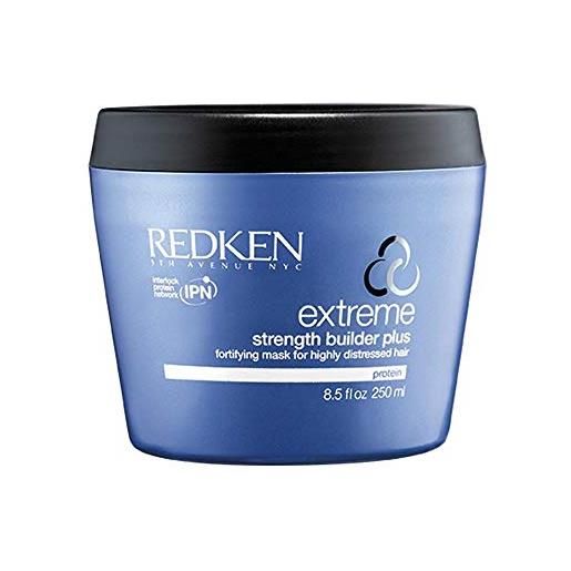 Redken - extreme, maschera professionale per capelli danneggiati, formula con proteine vegetali, fortifica e ripara i capelli sfibrati con un trattamento specifico delle zone indebolite, 250 ml