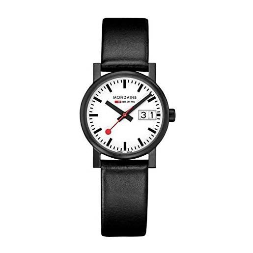 Mondaine evo2 - orologio con cinturino nero in pelle per donna, a669.30305.61sbb, 30 mm