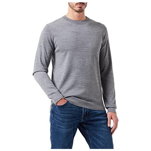 SELECTED HOMME slhtown merino coolmax knit crew b noos maglione, nero, s uomo