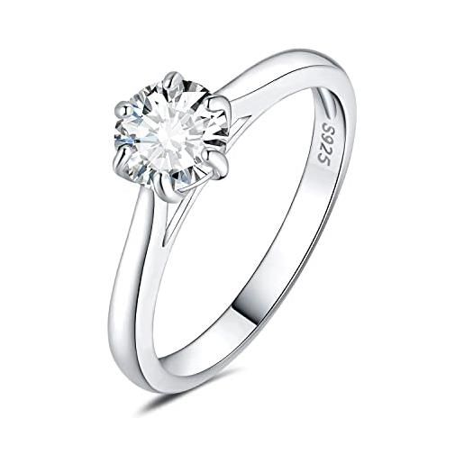 JewelryPalace 0.5ct classic anello solitario donna argento 925 con creato moissanite, diamante simulato anelli con pietra rotonda, semplice fedine fidanzamento in argento set gioielli donna 14.5