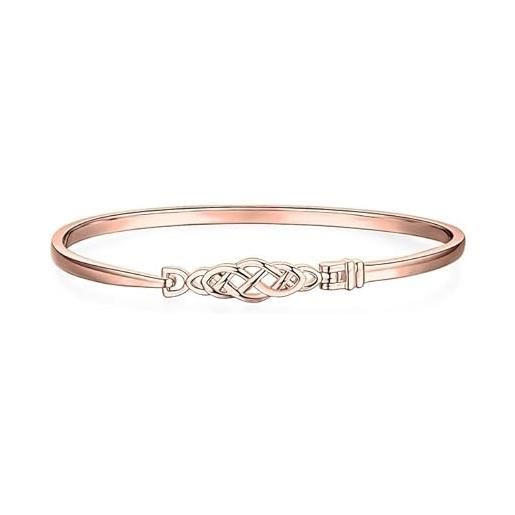 JewelryPalace nodo celtico bracciale donna argento 925, amore eterno braccialetto donna, bracciale rigido in oro rosa anniversario set gioielli donna