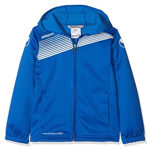 uhlsport liga 2.0 giacca con cappuccio, bambini, 100516006, azzurro/bianco, 140