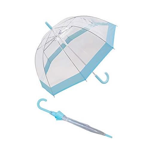 Susino parapluie droit ouverture automatique - transparent avec bordure bleu pastel ombrello classico, 90 cm, blu (bleu)