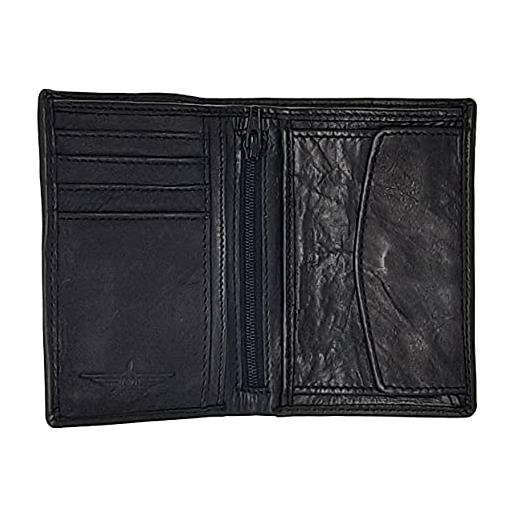 Avirex collezione ontario, portafoglio verticale con portamonete in pelle vintage, da uomo, colore nero