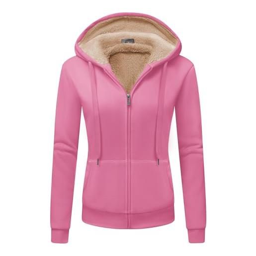 Felpa Pile Donna con Zip Invernale con Zip Autunno con Cappuccio Cardigan  Pile Tinta Unita Teddy Fleece Felpa Tinta Unita Manica Lunga Comodo