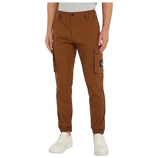 Calvin Klein Jeans pantaloni uomo skinny washed cargo, marrone (fudge brown), xs