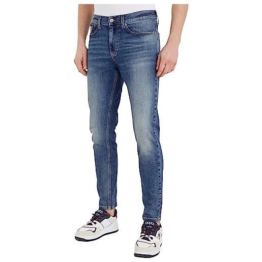 Tommy Jeans jeans uomo austin slim tapered elasticizzati, blu (denim light), 30w / 32l