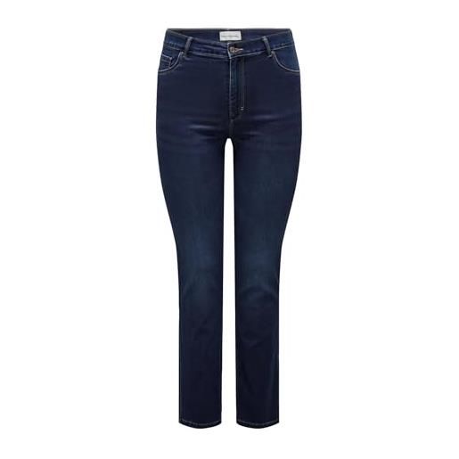 ONLY CARMAKOMA caraugusta hw straight dnm bj61-2 noos dritti, blu jeans scuro, 48w x 32l donna