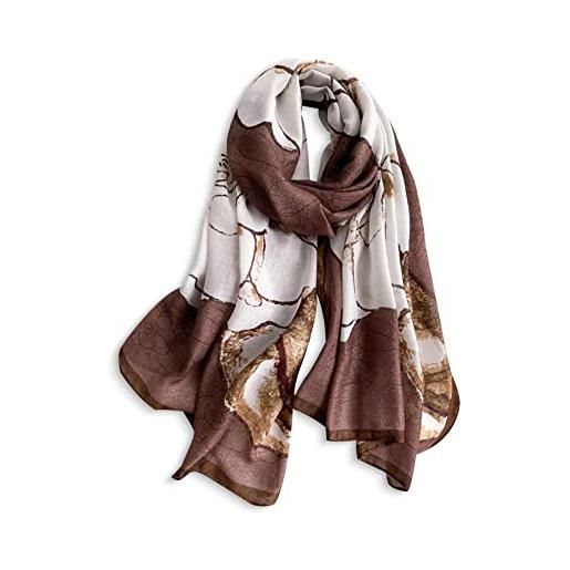 LumiSyne donna sciarpa in cotone lino stampa floreale lettere stile moda sciarpe da donna leggera e morbido sciarpa lungo scialle grande scialle stole protezione solare caldo quattro stagioni