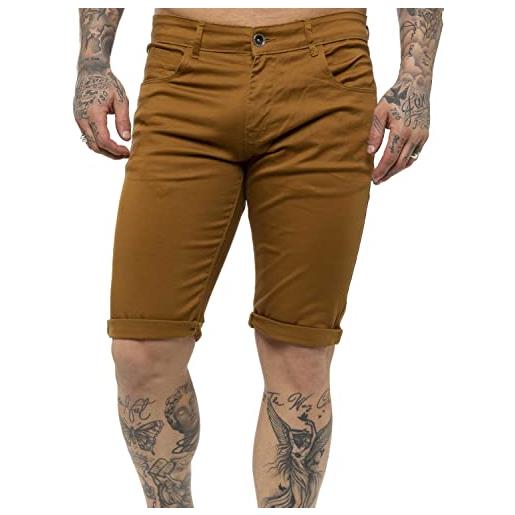 BRAND KRUZE pantaloncini da uomo slim fit elasticizzati casual in cotone chino pantaloni estivi da lavoro intelligenti, grigio, 28w