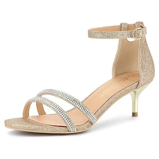 Allegra K sandali da donna con tacco a spillo con tacco glitterato, oro, 38.5 eu