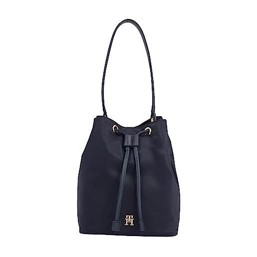 Tommy Hilfiger borsa hobo donna poppy bucket piccola, multicolore (space blue), taglia unica