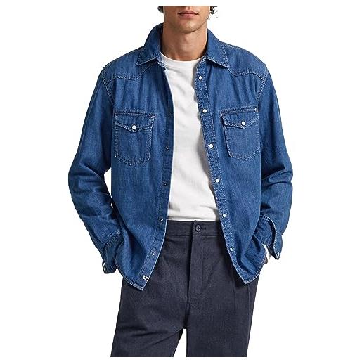 Pepe Jeans carson, camicia uomo, blu (denim-hs8), xxl