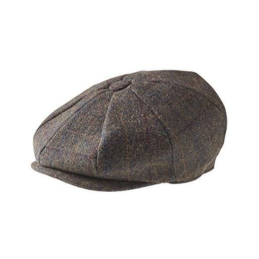 Peaky Blinders, berretto a 8 spicchi piatto in stile "newsboy", lana di tweed overcheck grigio m (57 cm)