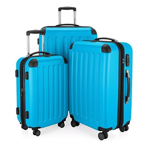 Hauptstadtkoffer - spree - set di 3 valigie, valigie rigide, trolley con 4 doppie ruote, bagaglio da viaggio opaco, set da viaggio, tsa, (s, m e l), ciano