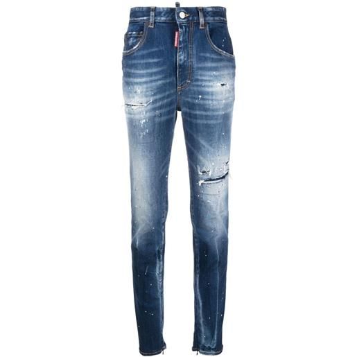 Dsquared2 jeans super twinky con effetto vissuto - blu