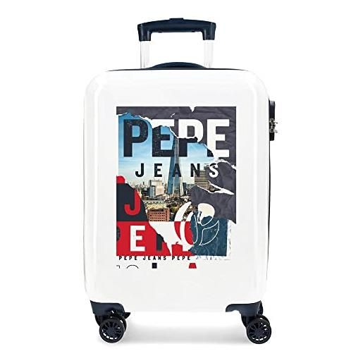Pepe Jeans valigia digitale da cabina bianca 40 x 55 x 20 cm rigida abs chiusura tsa integrata 38,4 2 kg 4 ruote doppie bagaglio a mano
