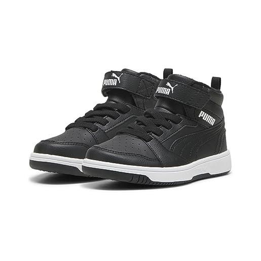 PUMA puma rebound v6 mid wtr ac+ ps, scarpe da ginnastica unisex - bambini e ragazzi, PUMA black-PUMA white, 32 eu