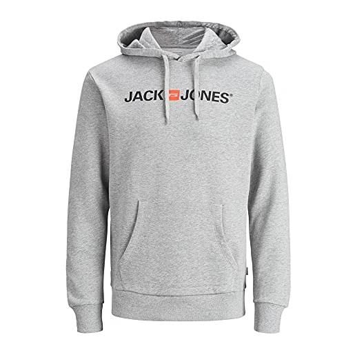JACK & JONES jjecorp logo sweat hood noos regular fit felpa con cappuccio, light grey melange, l uomo
