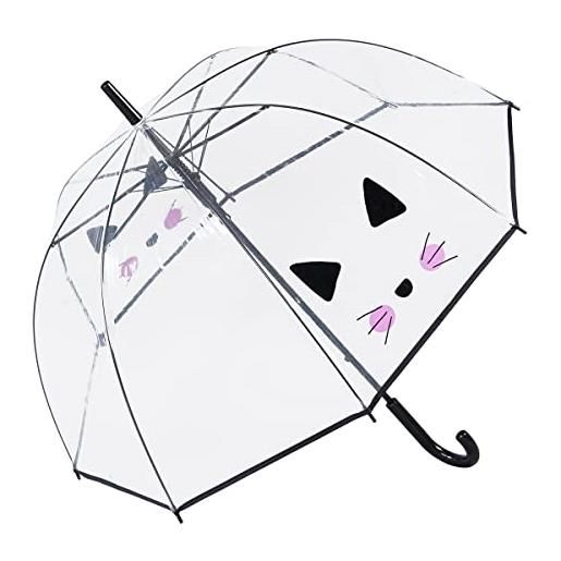 Susino parapluie cloche transparent automatique - tête de chatSusino ombrello classico, 83 cm, 81 liters, trasparente (transparent)