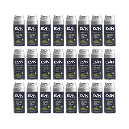 EVIN homme | 24 deodoranti uomo spray, fragranza spezie d'oriente e cuoio, durata 24h, 150 ml