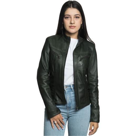 Leather Trend kelly - giacca donna verde in vera pelle