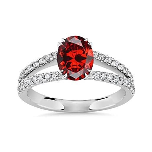 Vml Jewellers anello con rubino sfaccettato ovale creato con gemme - anello con pietre preziose rubino rosso con purezza d'argento 999 - regalo di gioielli all'ingrosso per la festa della mamma