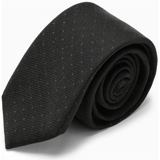 Saint Laurent cravatta in seta a pois nera/grigia