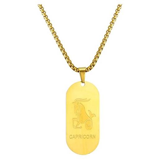 AFSTALR segno zodiacale collana capricorno pendente piatto militare oro zodiaco collana regalo di natale uomo