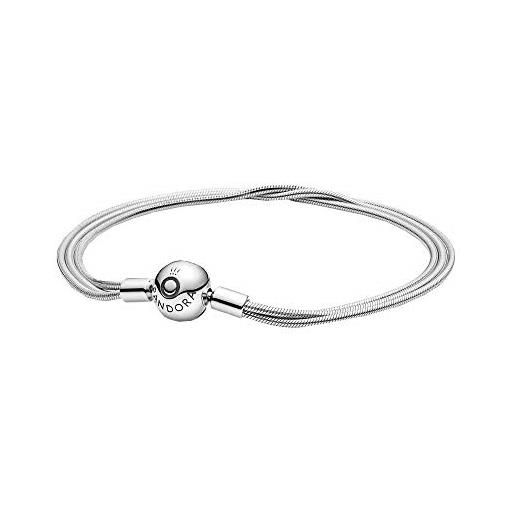 Pandora icons bracciale in maglia snake multipla in argento sterling, 16