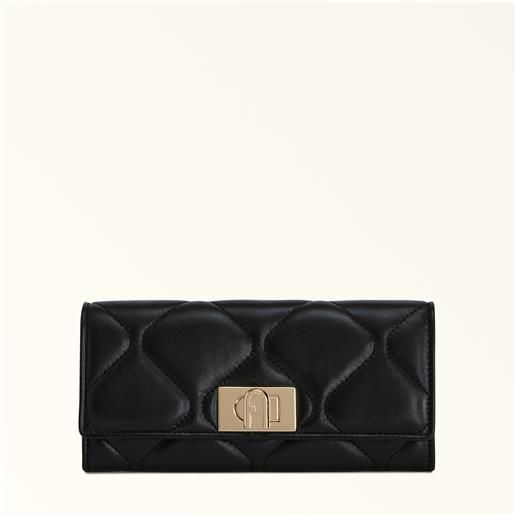 Furla 1927 portafoglio continental nero nero nappa trapuntata donna