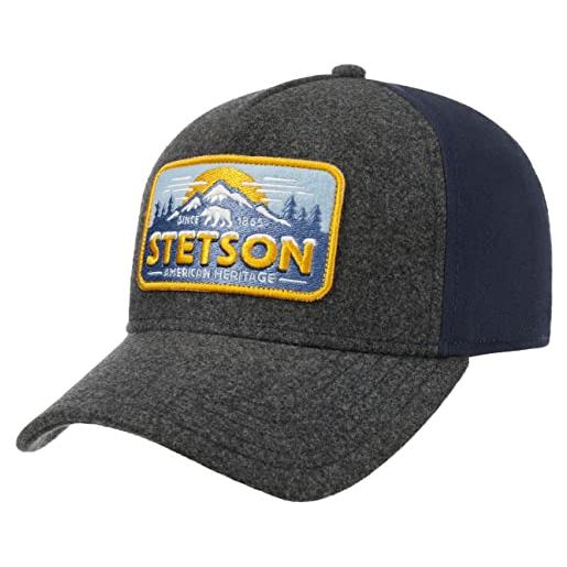 Stetson cappellino trucker polar uomo - mesh cap berretto baseball snapback snapback, con visiera, visiera estate/inverno - taglia unica grigio-blu
