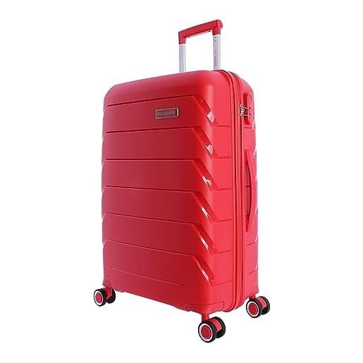 Don Algodon - valigia media 4 ruote a 360° - valigie da viaggio 65cm - valigie medie in polipropilene - valigie medie - valigie da viaggio resistenti con lucchetto a combinazione, rosso, 65x44x24 cm, 