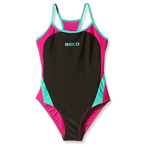 Beco costume da bagno intero per bambina basics, bambina, schwimmanzug-basics maxpower comfort, nero/rosa, 164