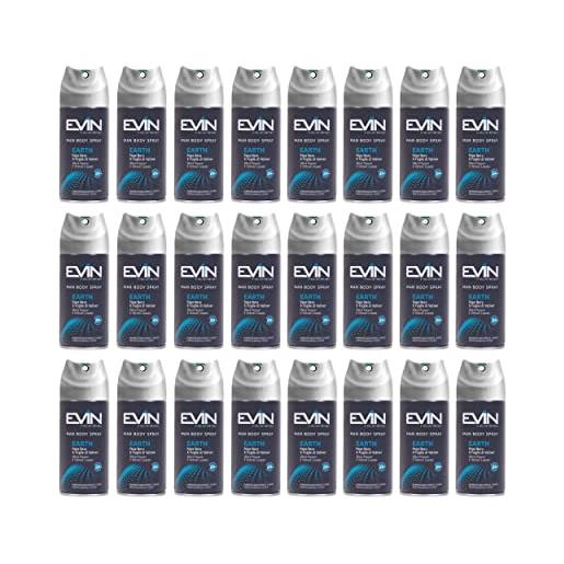 EVIN homme | 24 deodoranti uomo spray, fragranza pepe nero e foglie di vetiver, durata 24h, 150 ml