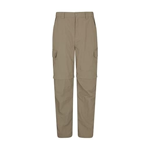 Mountain Warehouse pantaloni da uomo trasformabili trek - pantaloni da trekking con zip sul ginocchio, pantaloni estivi leggeri, tasche, pantaloni regolabili, casual beige scuro 60w