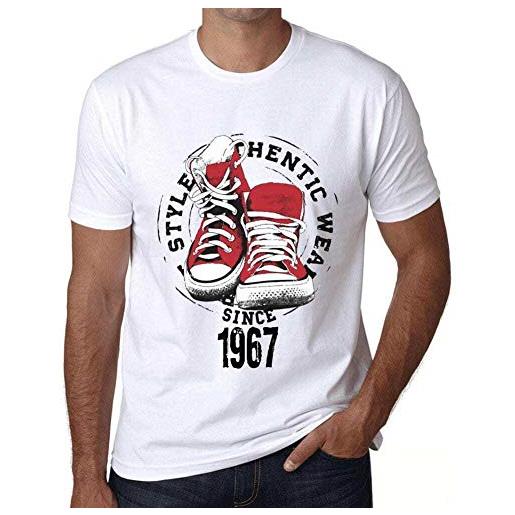 One in the City uomo maglietta stile autentico dal 1967 - authentic style since 1967 - 57 anni idea regalo 57° compleanno t-shirt anniversario stampa grafica vintage anno 1967 novità bianco 5xl
