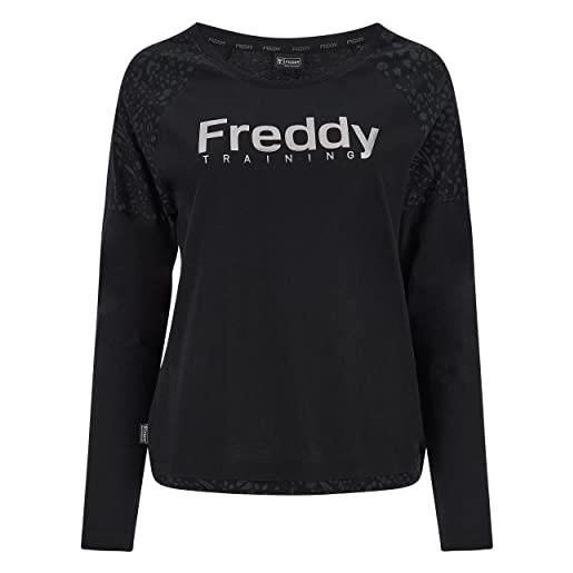 FREDDY - t-shirt comfort spalle animalier e stampa metal gun, nero, large