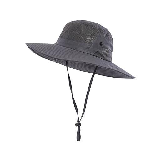 LumiSyne cappello da sole tesa larga, upf 50+, rete traspirante cappello pescatore, regolabile, cappello boonie con sottogola, pieghevole bucket hat, cappello estivo, trekking campeggio giardinaggio
