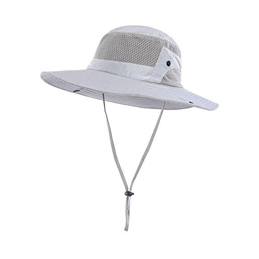 LumiSyne cappello da sole tesa larga, upf 50+, rete traspirante cappello pescatore, regolabile, cappello boonie con sottogola, pieghevole bucket hat, cappello estivo, trekking campeggio giardinaggio