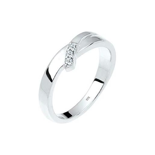 DIAMORE elli diamonds anello donne gioielli autentici di fidanzamento trio con diamante (0.04 ct. ) in argento sterling 925