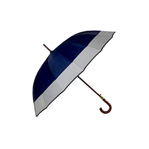 Palucart ombrello maxi grande da uomo e donna - antivento, automatico, manico e asta effetto legno, 16 stecche (blu)