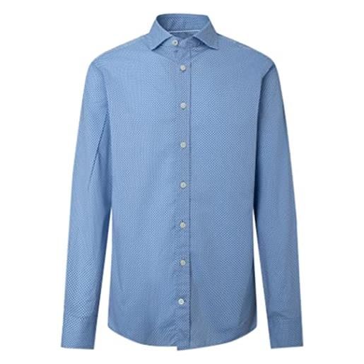 Hackett London melange foulard print, camicia con bottoni, uomo, multi blue, m