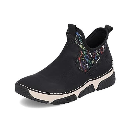Rieker donna sneaker 45957, signora slip-on, scarpa bassa, scarpe da strada, tempo libero, sportivo, nero (schwarz / 00), 36 eu / 3.5 uk