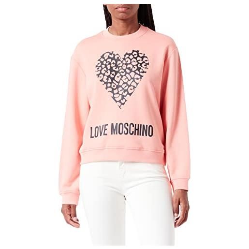 Love Moschino regular fit with maxi animalier heart and logo. Maglia di tuta, grigio chiaro melange, 44 donna