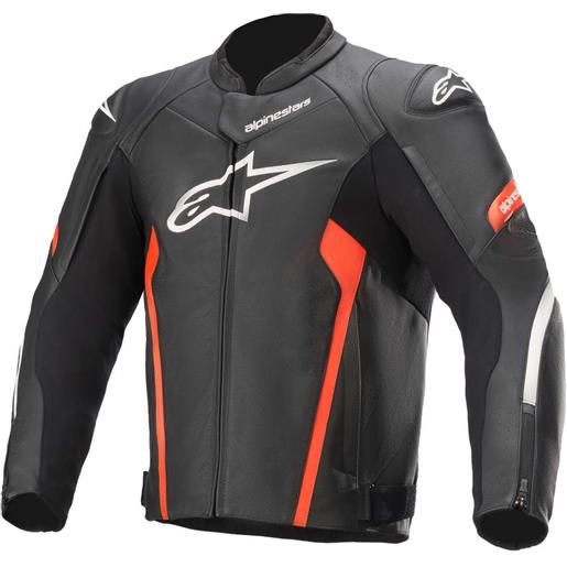 Alpinestars giubbotto moto in pelle Alpinestars faster v2 nero rosso flu