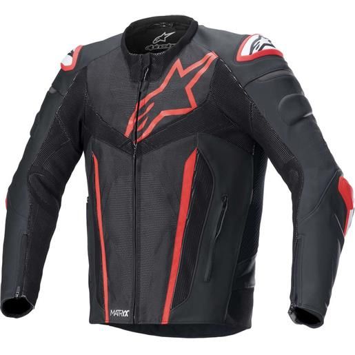 Alpinestars giubbotto moto in pelle Alpinestars fusion nero rosso fluo