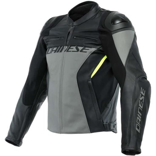 Dainese giacca moto in pelle Dainese racing 4 charcoal grigio nero