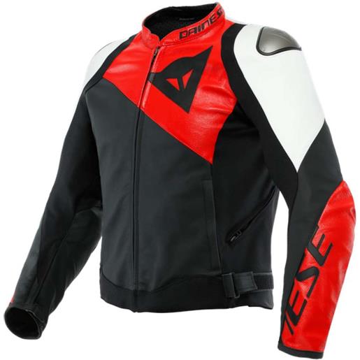 Dainese giacca moto in pelle Dainese sportiva nero lava rosso bianco
