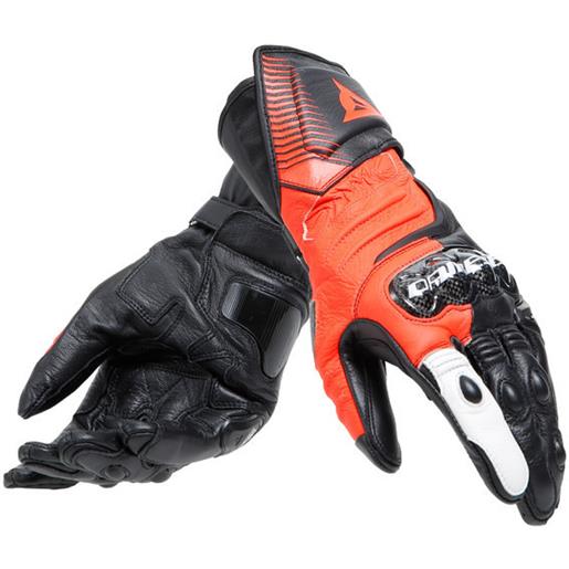 Dainese guanti moto in pelle Dainese carbon 4 long nero rosso fluo b